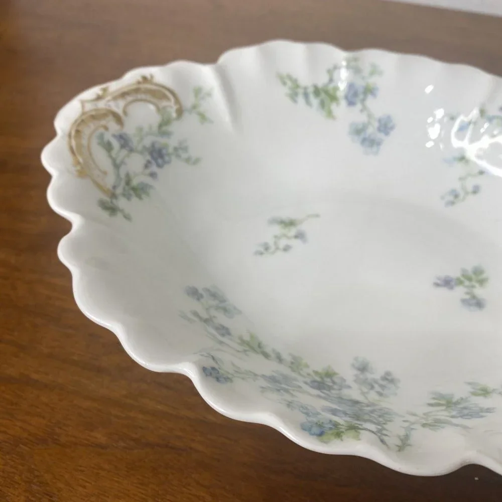 Vintage Limoges france haviland Vegetable Serving Dish blue flowers 9.5”